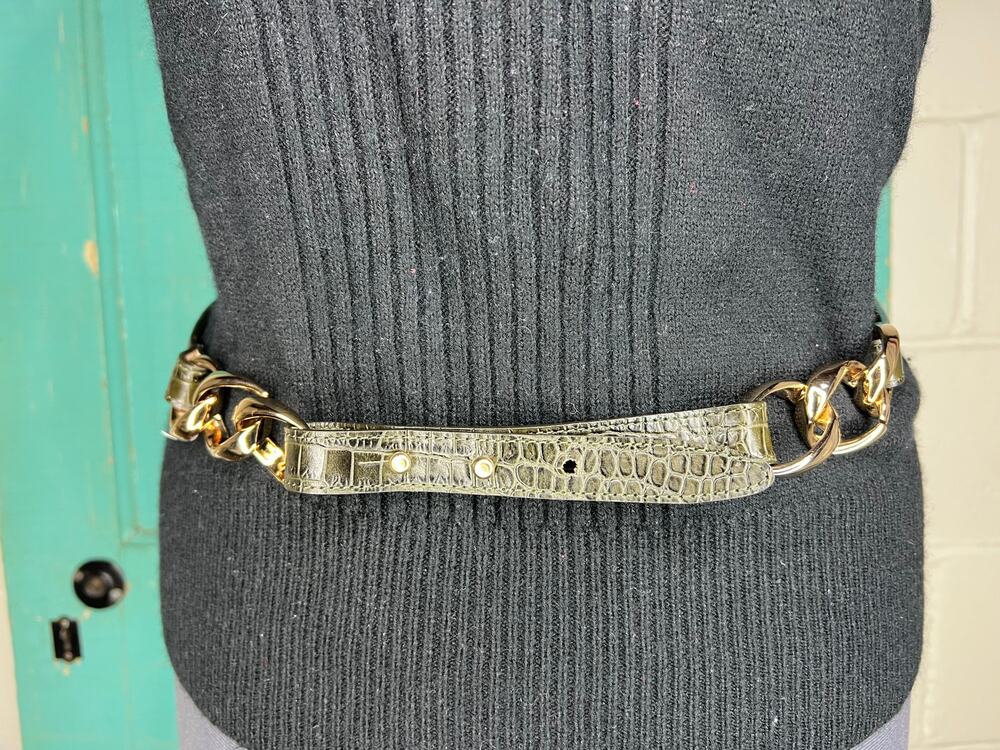 Talbots belt leather link medium